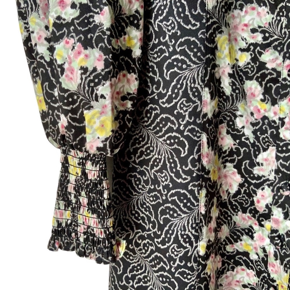 CINQ à SEPT Midi Jessica Dress Multicolor Floral Print Black Pink Size 0 - Picture 10 of 15